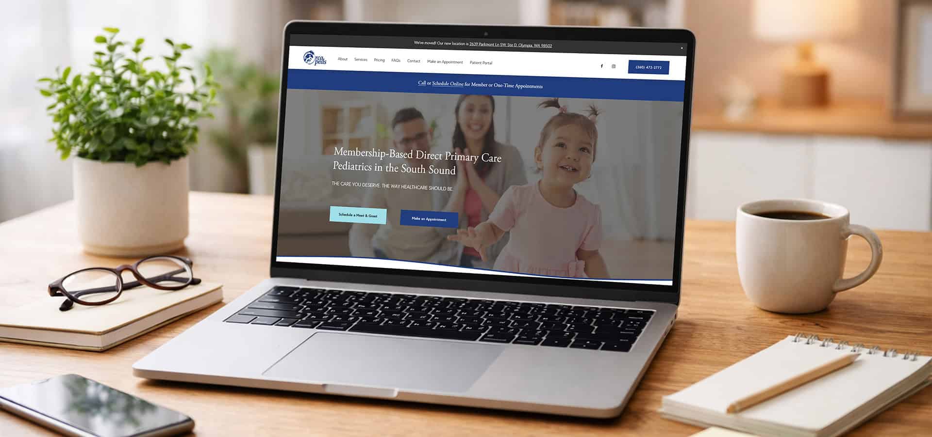 Orca Pediatrics website mockup